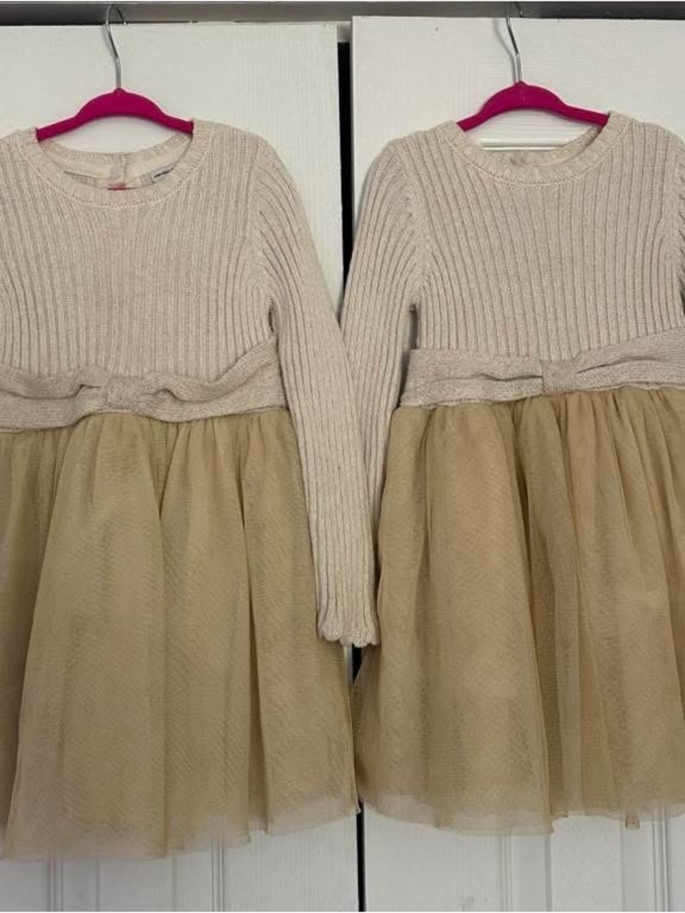Cupcakes and Cashmere Sweater tulle Dresses with gold glitter tulle size 3t twin